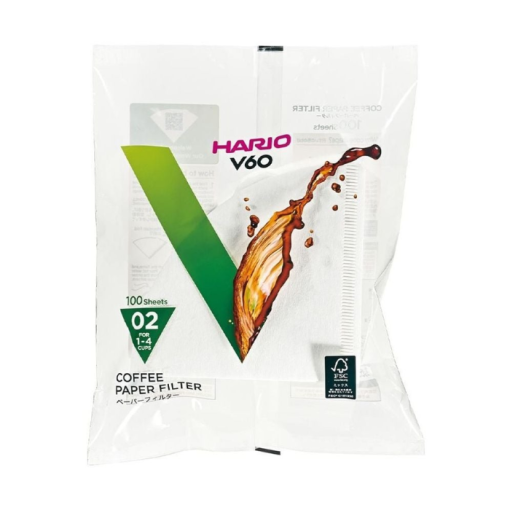HARIO balti papīra filtri V60-2, 100 gab.