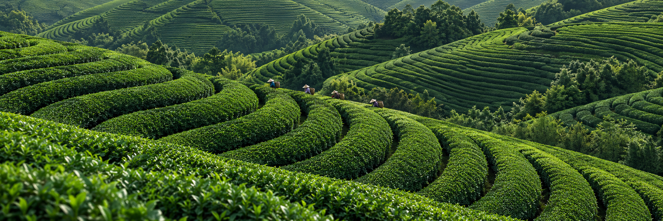 Tea fields on mountain slopes — concept illustration